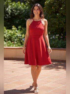 Nine Britton Red Halter Sundress Cocktail